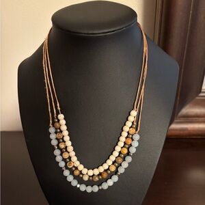 Elly Preston Elegant Chal/White Howlite Beaded 3- Strand Necklace.